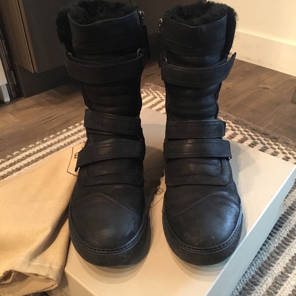 BB Velcro nubuck shearling lined men’s shoes . 42 - Picture 2 of 8